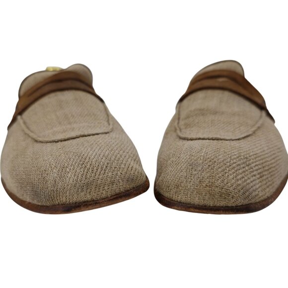 Dolce & Gabbana Italy Beige Brown Canvas Suede Dress Shoes Men 10.5 Penny Loafer main image 12
